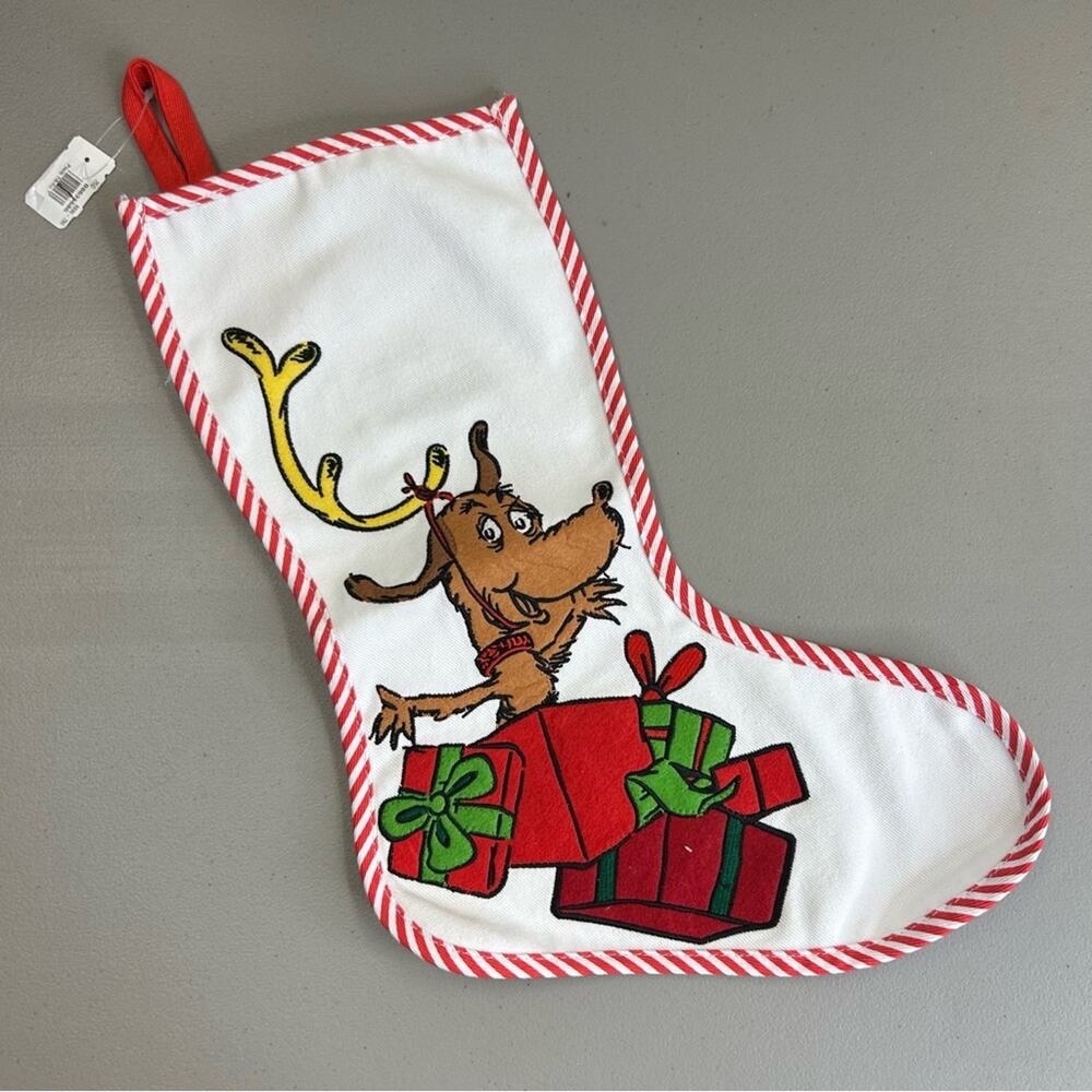 Pottery Barn Holiday Stocking How the Grinch Stole Christmas Max Dog Reindeer